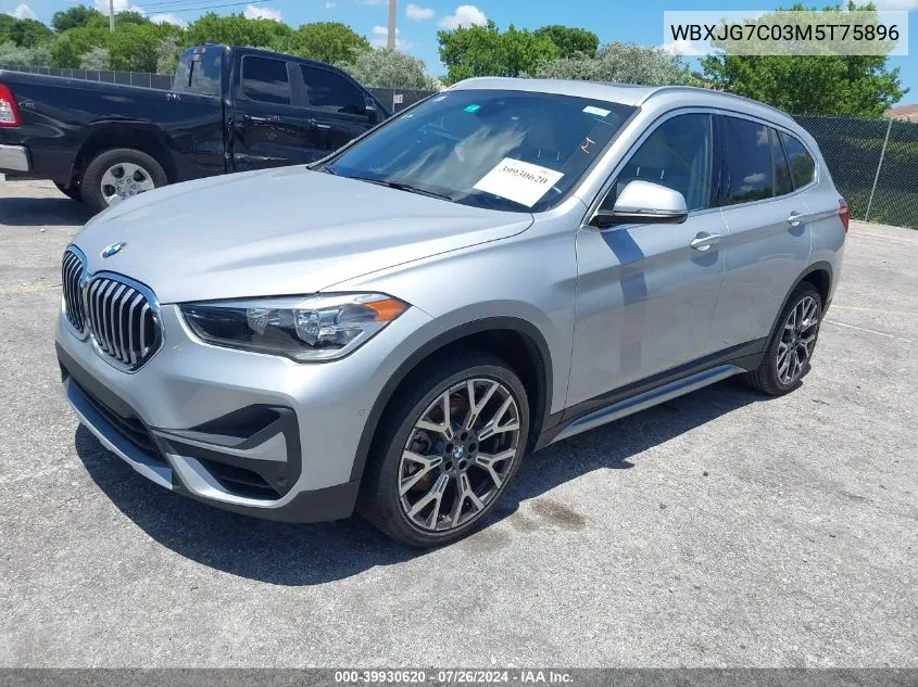 2021 BMW X1 Sdrive28I VIN: WBXJG7C03M5T75896 Lot: 39930620