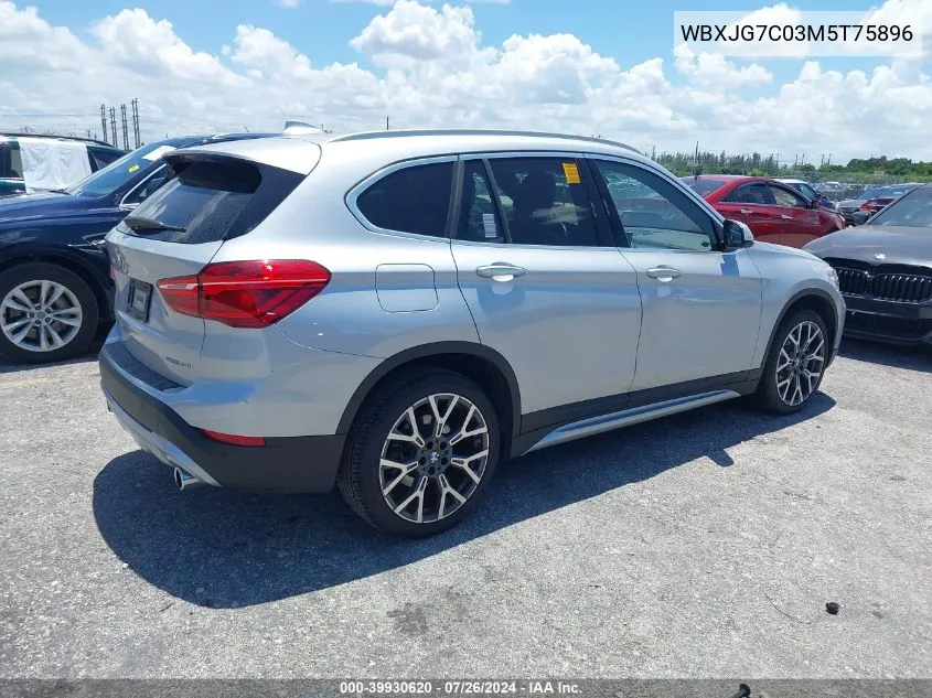 2021 BMW X1 Sdrive28I VIN: WBXJG7C03M5T75896 Lot: 39930620