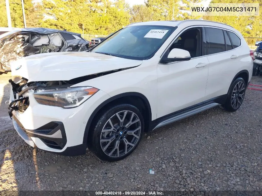 2021 BMW X1 Sdrive28I VIN: WBXJG7C04M5C31471 Lot: 40402418