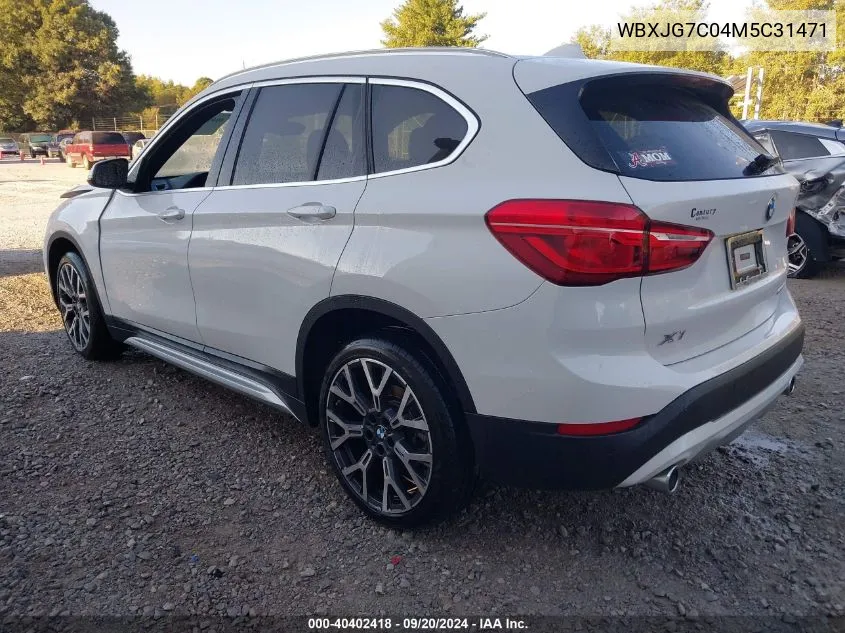 2021 BMW X1 Sdrive28I VIN: WBXJG7C04M5C31471 Lot: 40402418