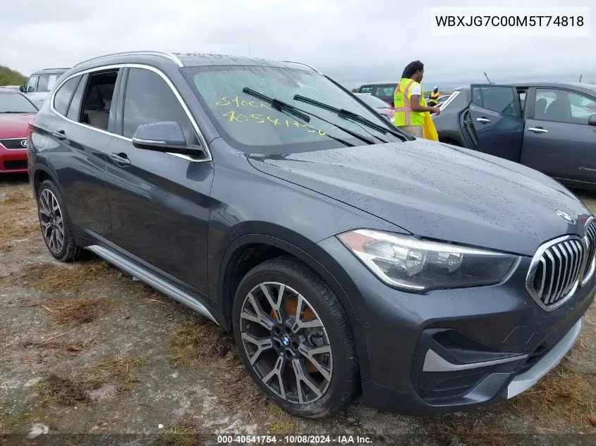 2021 BMW X1 Sdrive28I VIN: WBXJG7C00M5T74818 Lot: 40541754