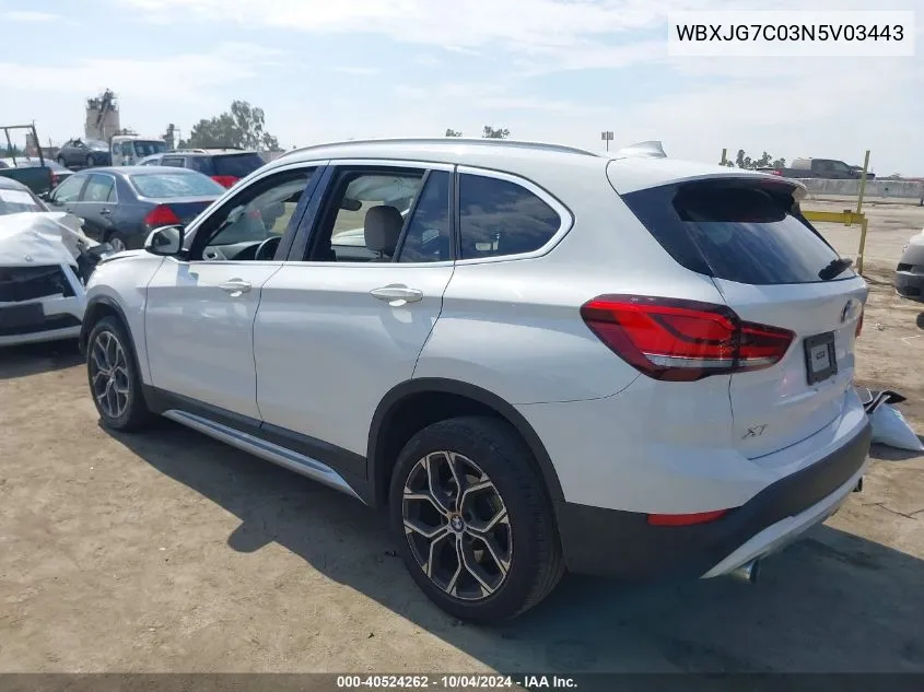 2022 BMW X1 Sdrive28I VIN: WBXJG7C03N5V03443 Lot: 40524262