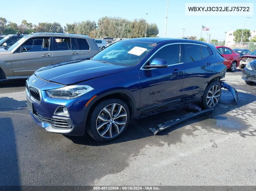 2018 BMW X2 Sdrive28I VIN: WBXYJ3C32JEJ75722 Lot: 40132504