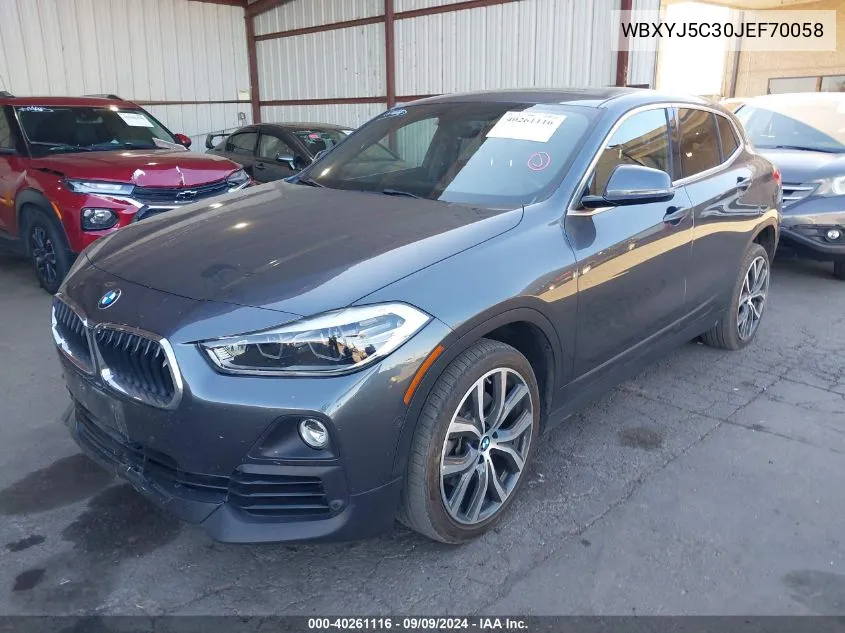 2018 BMW X2 xDrive28I VIN: WBXYJ5C30JEF70058 Lot: 40261116