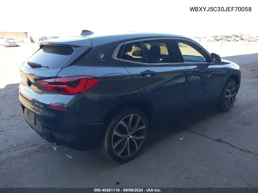 2018 BMW X2 xDrive28I VIN: WBXYJ5C30JEF70058 Lot: 40261116