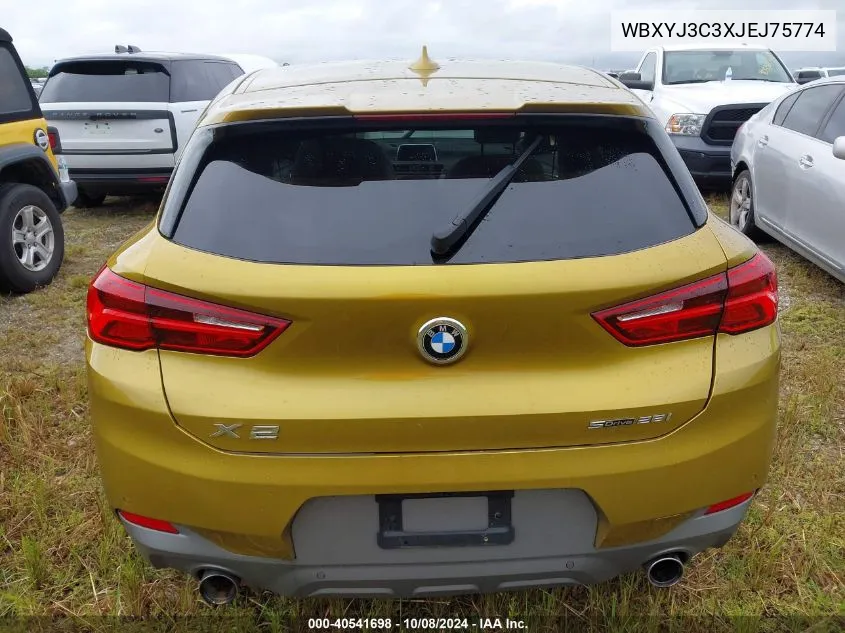 2018 BMW X2 Sdrive28I VIN: WBXYJ3C3XJEJ75774 Lot: 40541698