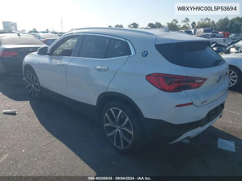 2020 BMW X2 Sdrive28I VIN: WBXYH9C00L5P53694 Lot: 40255635