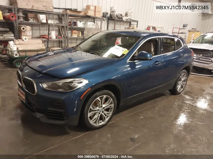 2021 BMW X2 xDrive28I VIN: WBXYJ1C07M5S42345 Lot: 39800679