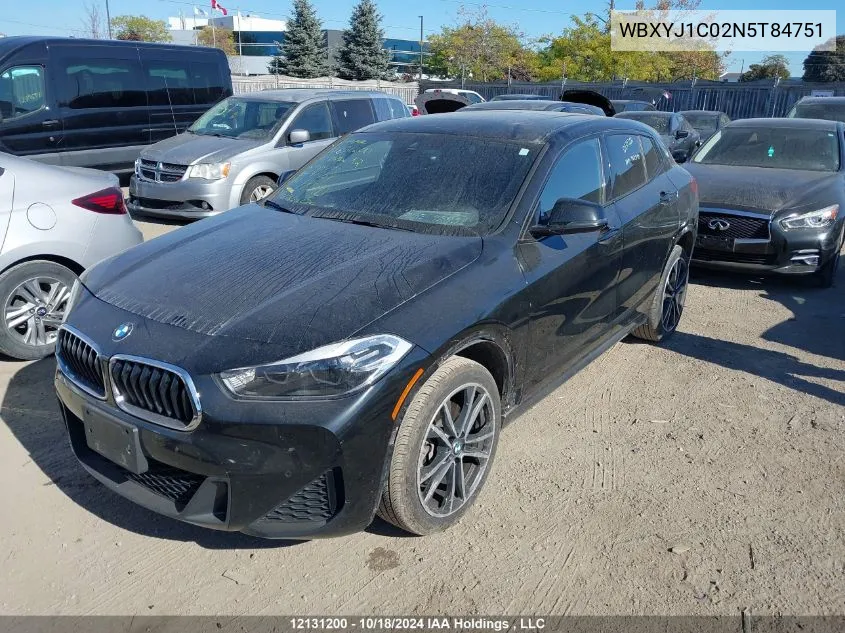 2022 BMW X2 VIN: WBXYJ1C02N5T84751 Lot: 12131200