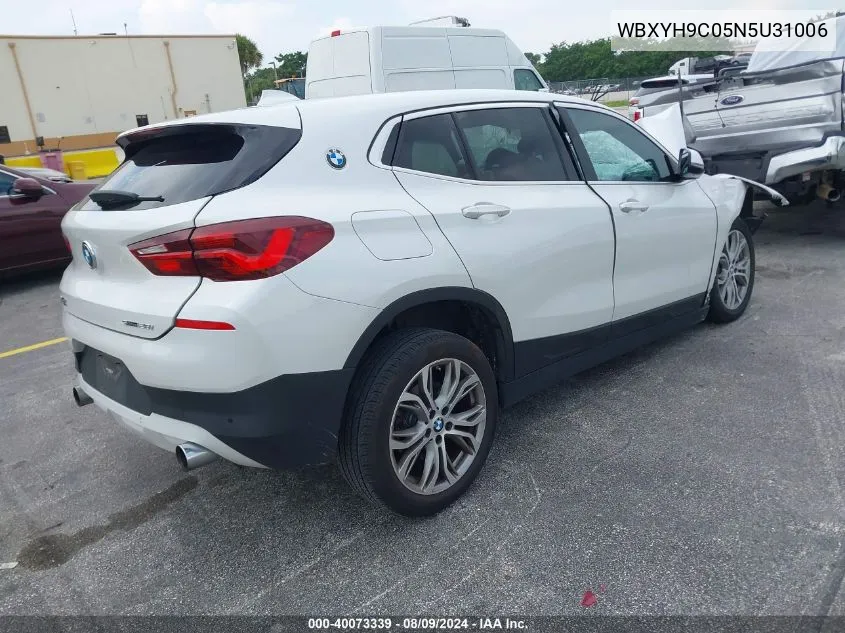 2022 BMW X2 Sdrive28I VIN: WBXYH9C05N5U31006 Lot: 40073339