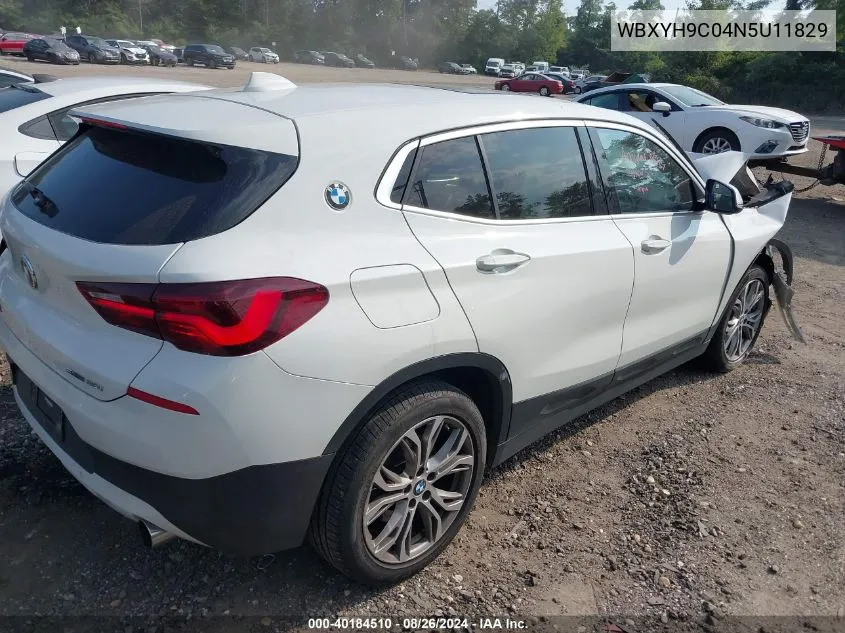 2022 BMW X2 Sdrive28I VIN: WBXYH9C04N5U11829 Lot: 40184510