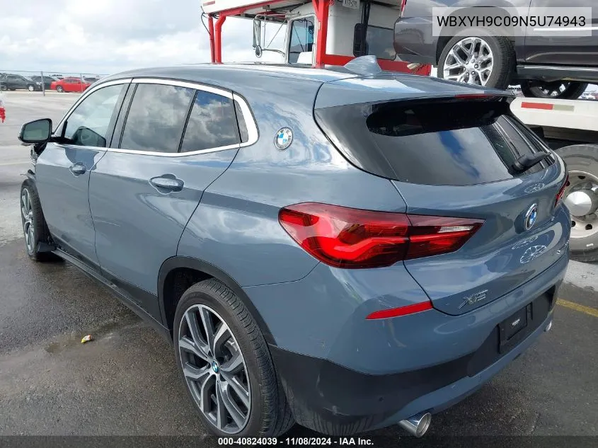 2022 BMW X2 Sdrive28I VIN: WBXYH9C09N5U74943 Lot: 40824039