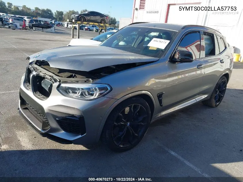 2020 BMW X3 M Competition VIN: 5YMTS0C02LLA57753 Lot: 40670273