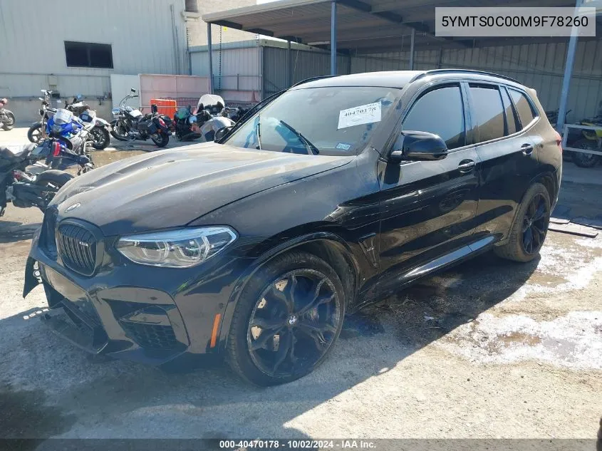 2021 BMW X3 M VIN: 5YMTS0C00M9F78260 Lot: 40470178