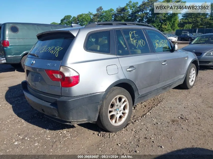 2004 BMW X3 2.5I VIN: WBXPA73464WB23362 Lot: 39553607