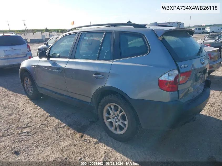 WBXPA734X4WB26118 2004 BMW X3 2.5I