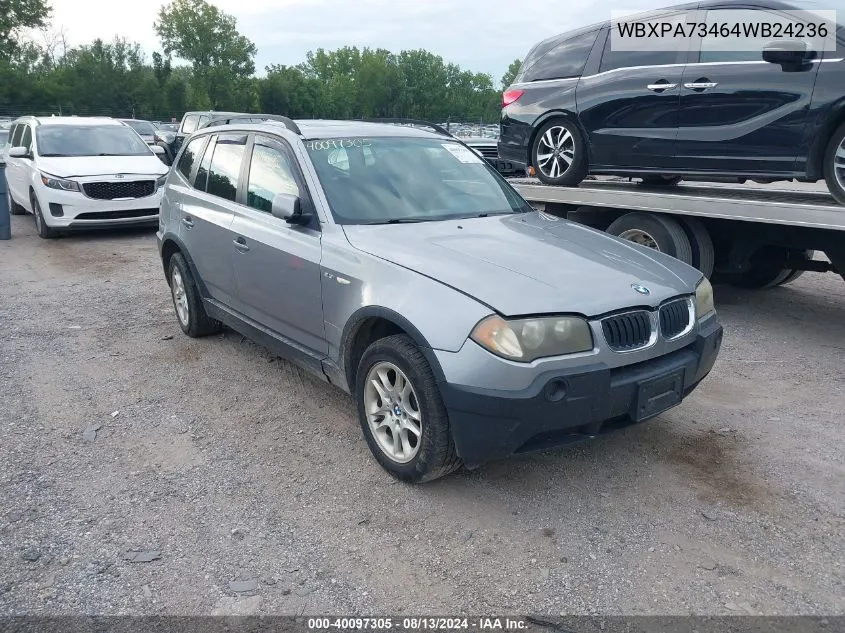 2004 BMW X3 2.5I VIN: WBXPA73464WB24236 Lot: 40097305