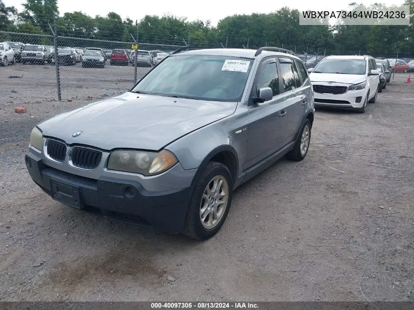 2004 BMW X3 2.5I VIN: WBXPA73464WB24236 Lot: 40097305