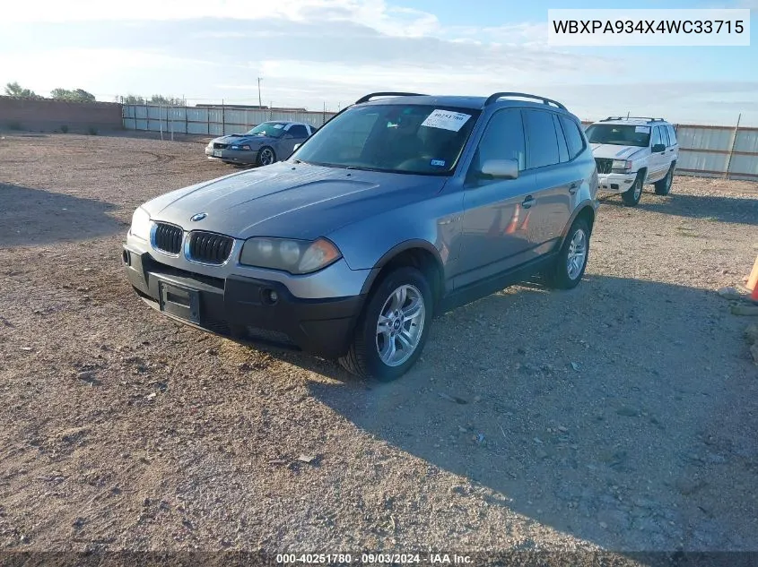 WBXPA934X4WC33715 2004 BMW X3 3.0I