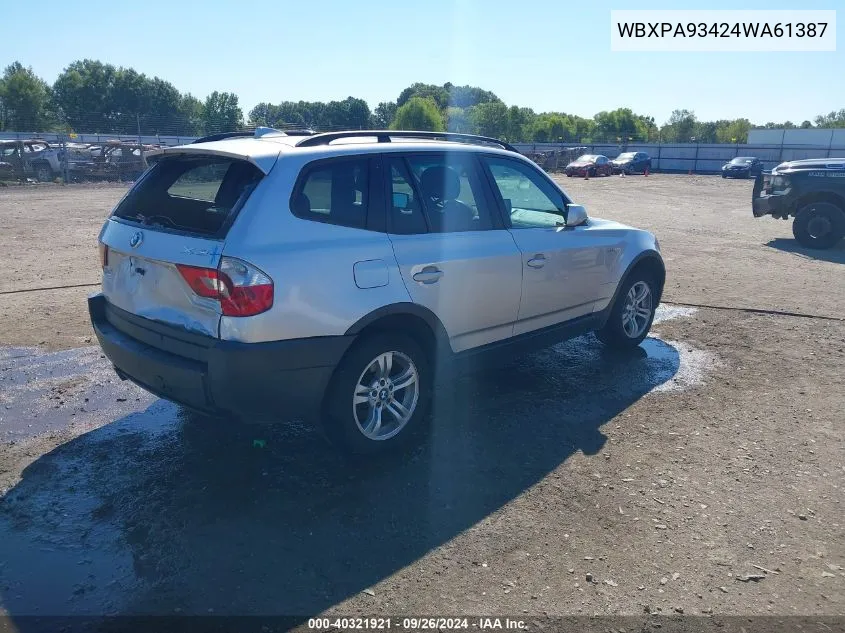 WBXPA93424WA61387 2004 BMW X3 3.0I