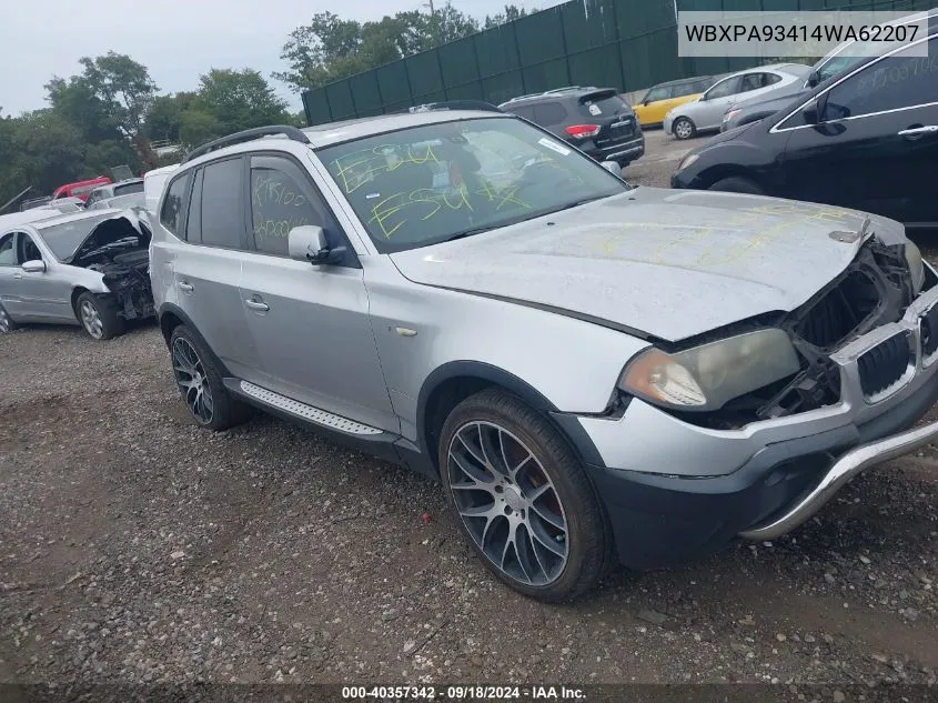 2004 BMW X3 3.0I VIN: WBXPA93414WA62207 Lot: 40357342