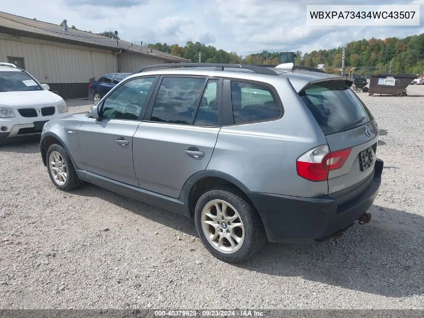 2004 BMW X3 2.5I VIN: WBXPA73434WC43507 Lot: 40379628