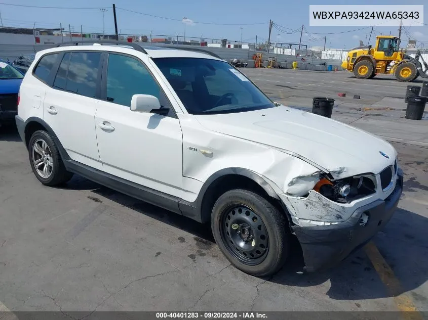 2004 BMW X3 3.0I VIN: WBXPA93424WA65343 Lot: 40401283