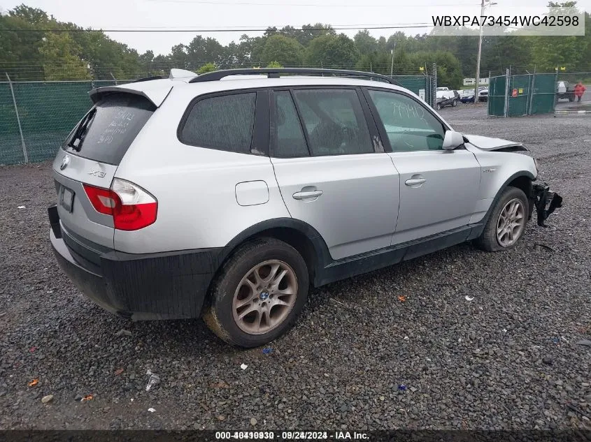 2004 BMW X3 2.5I VIN: WBXPA73454WC42598 Lot: 40410930