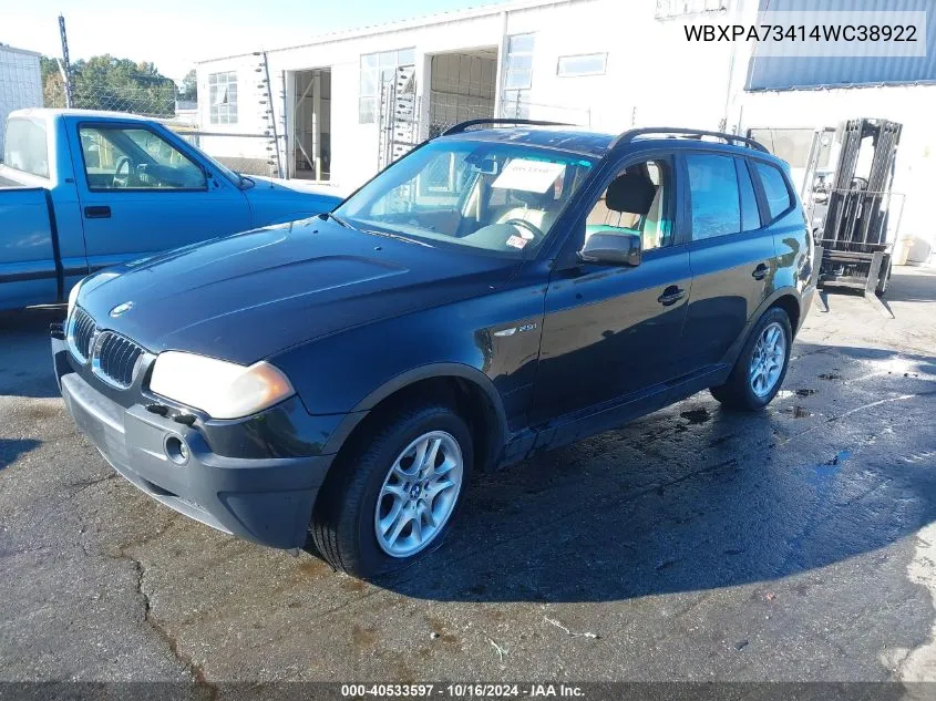 WBXPA73414WC38922 2004 BMW X3 2.5I