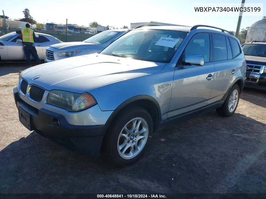 2004 BMW X3 2.5I VIN: WBXPA73404WC35199 Lot: 40648841