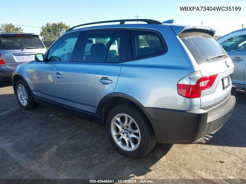 2004 BMW X3 2.5I VIN: WBXPA73404WC35199 Lot: 40648841