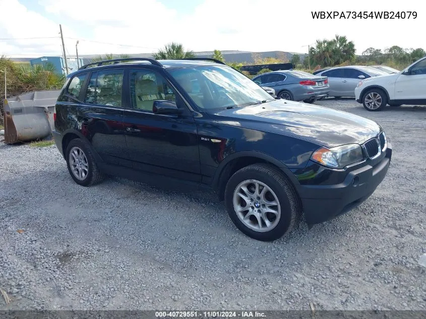 2004 BMW X3 2.5I VIN: WBXPA73454WB24079 Lot: 40729551