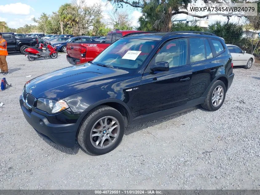 2004 BMW X3 2.5I VIN: WBXPA73454WB24079 Lot: 40729551