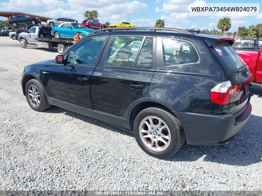 2004 BMW X3 2.5I VIN: WBXPA73454WB24079 Lot: 40729551