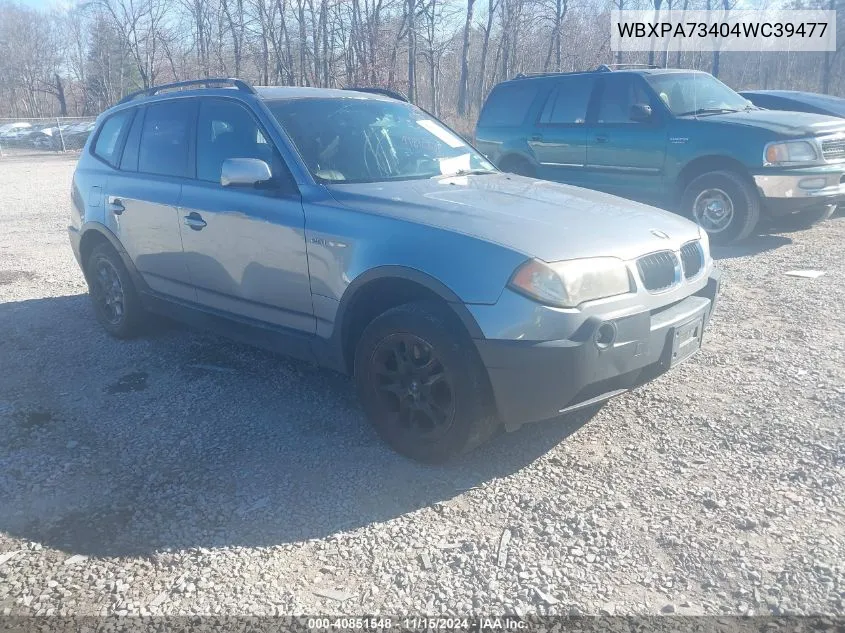 2004 BMW X3 2.5I VIN: WBXPA73404WC39477 Lot: 40851548