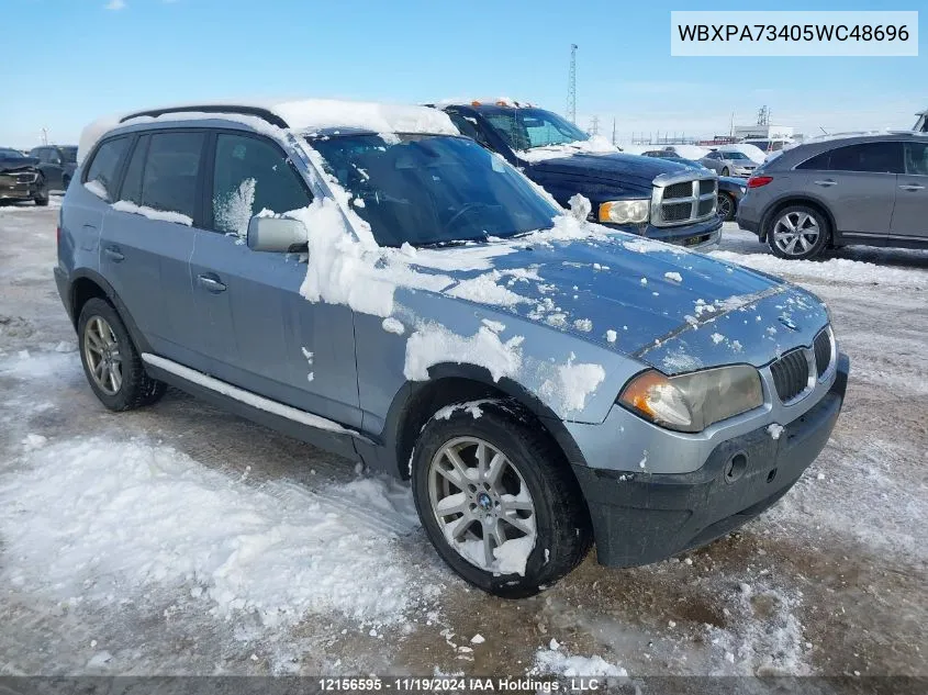 2005 BMW X3 2.5I VIN: WBXPA73405WC48696 Lot: 12156595