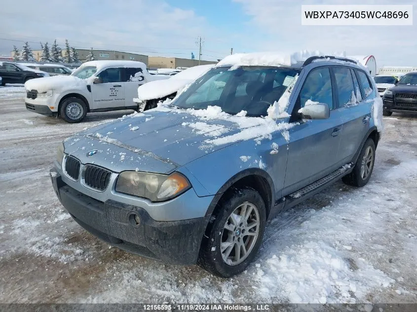 2005 BMW X3 2.5I VIN: WBXPA73405WC48696 Lot: 12156595