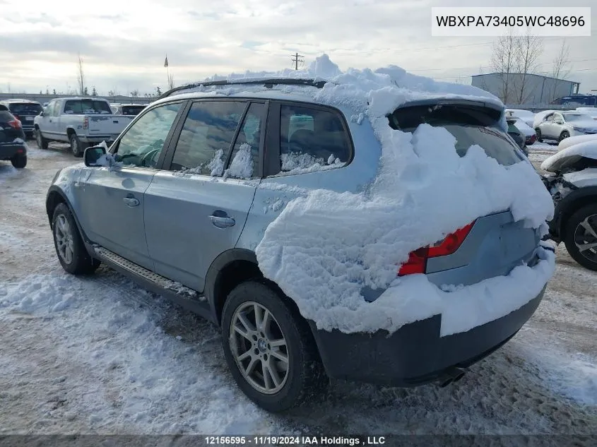 2005 BMW X3 2.5I VIN: WBXPA73405WC48696 Lot: 12156595