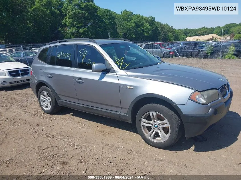 2005 BMW X3 3.0I VIN: WBXPA93495WD10124 Lot: 39581969