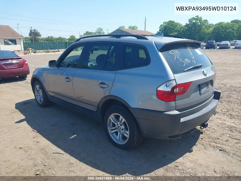 2005 BMW X3 3.0I VIN: WBXPA93495WD10124 Lot: 39581969