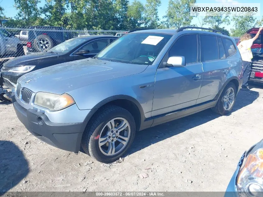 WBXPA93435WD20843 2005 BMW X3 3.0I