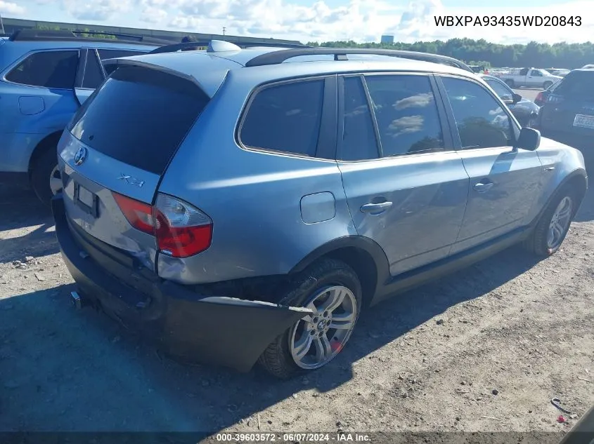 WBXPA93435WD20843 2005 BMW X3 3.0I