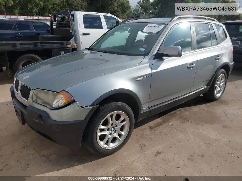 2005 BMW X3 2.5I VIN: WBXPA73465WC49531 Lot: 39908532