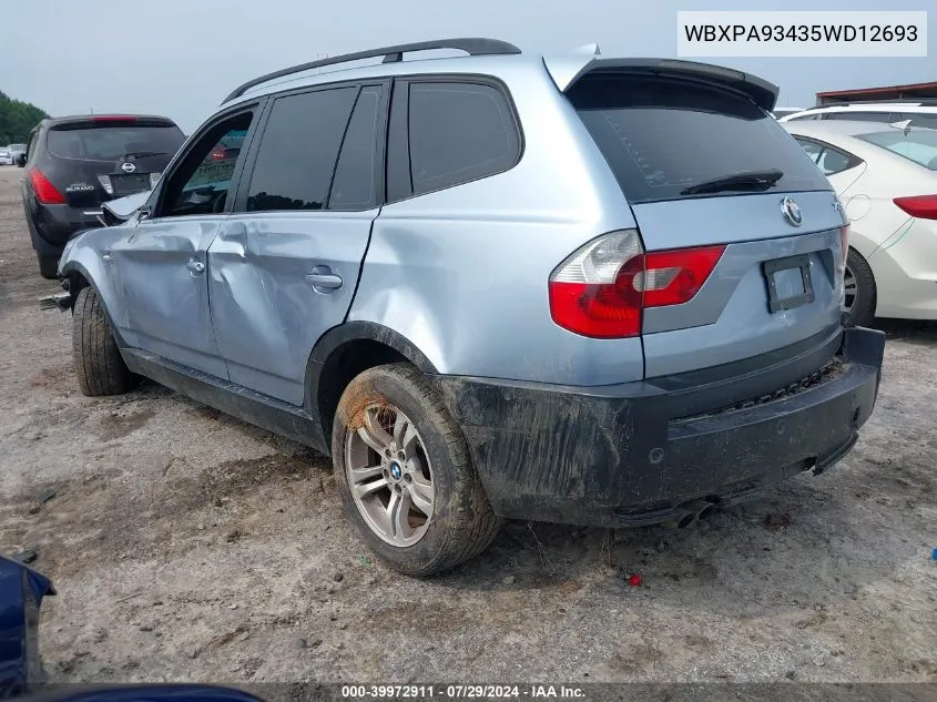 WBXPA93435WD12693 2005 BMW X3 3.0I