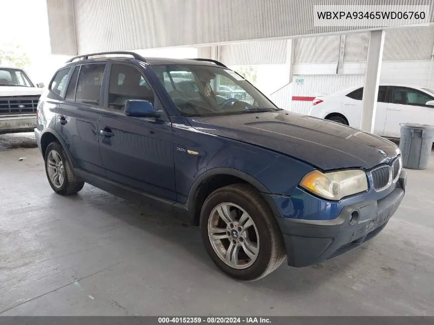 2005 BMW X3 3.0I VIN: WBXPA93465WD06760 Lot: 40152359