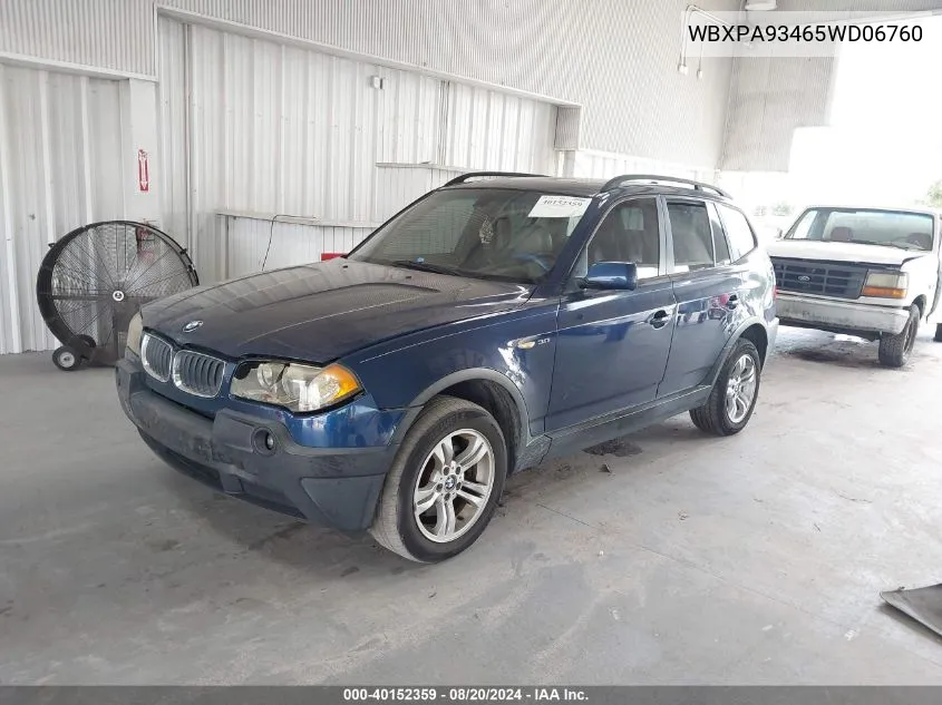 2005 BMW X3 3.0I VIN: WBXPA93465WD06760 Lot: 40152359