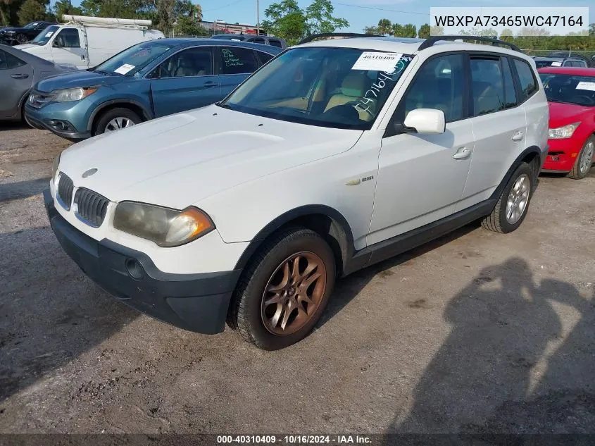 2005 BMW X3 2.5I VIN: WBXPA73465WC47164 Lot: 40310409