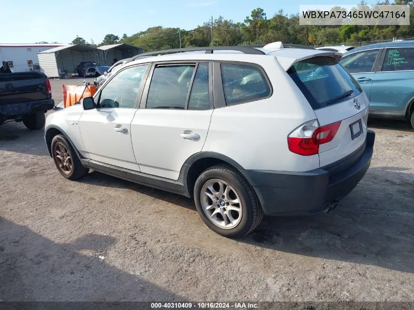 2005 BMW X3 2.5I VIN: WBXPA73465WC47164 Lot: 40310409