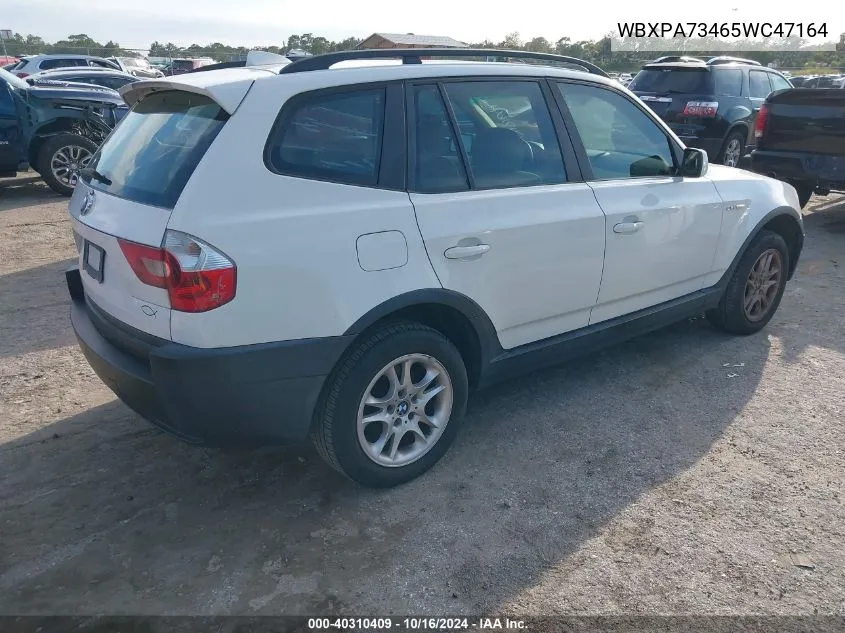 2005 BMW X3 2.5I VIN: WBXPA73465WC47164 Lot: 40310409