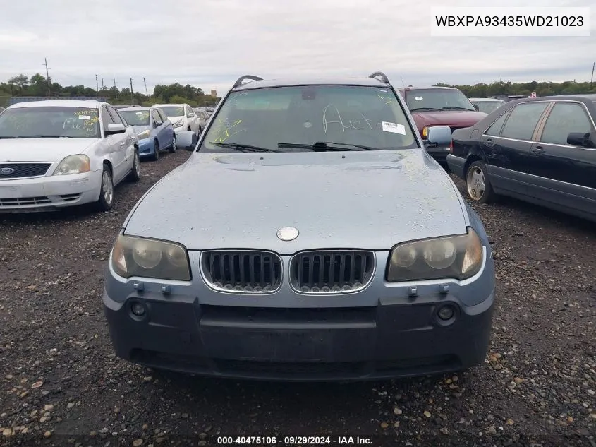 2005 BMW X3 3.0I VIN: WBXPA93435WD21023 Lot: 40475106